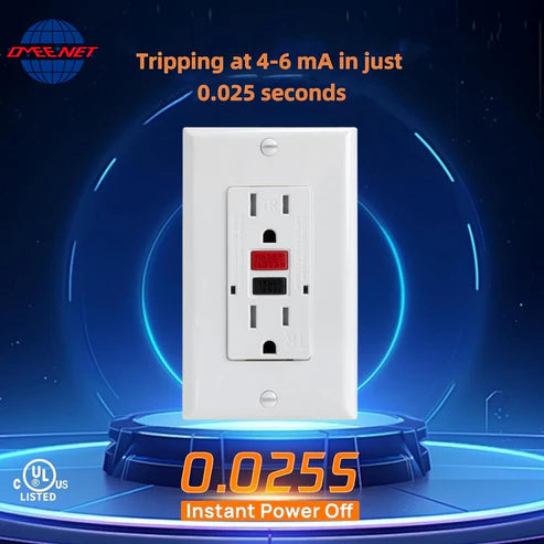 15 Amp GFCI Outlet – Tamper Resistant Self-Test GFI Receptacle with LED Indicator