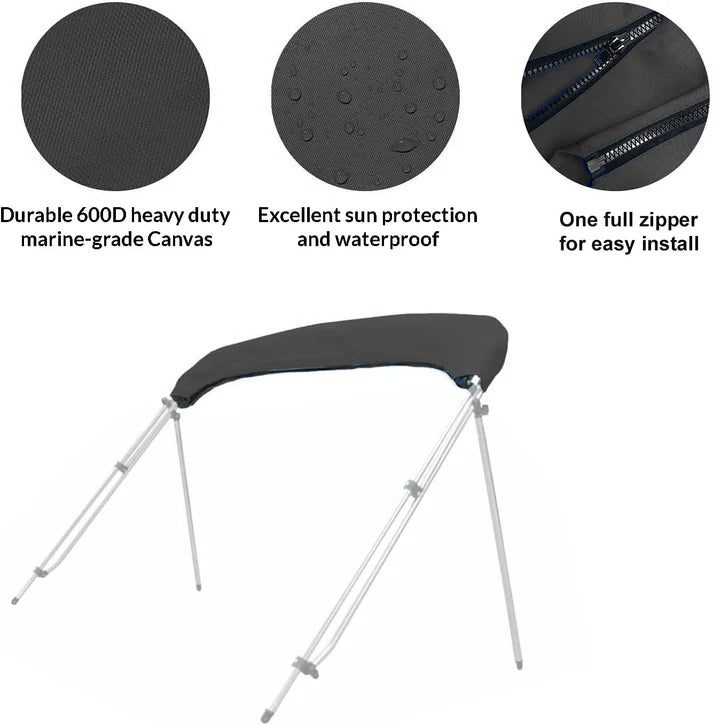 Savvycraft 4 Bow Bimini Top Replacement Cover – Marine Grade Boat Canopy, Black