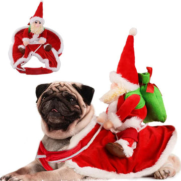 DELIFUR Santa Dog Costume – Christmas Santa Claus Riding Pet Outfit
